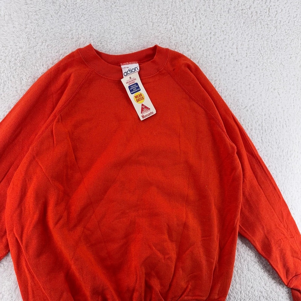 NWT vtg 80s BLANK‎ ORANGE CREWNECK SWEATSHIRT MEDIUM/LARGE NOS action monsanto